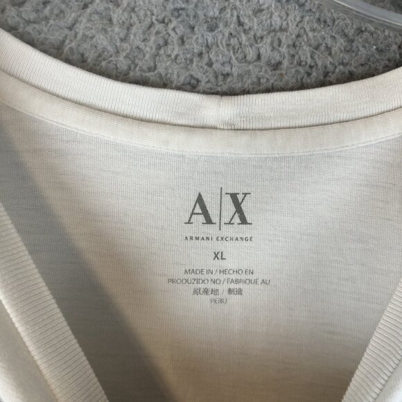 Armani Exchange Tee Shirt Y2K Mens XL White Short Sleeve embroidered Logo - Picture 3 of 5